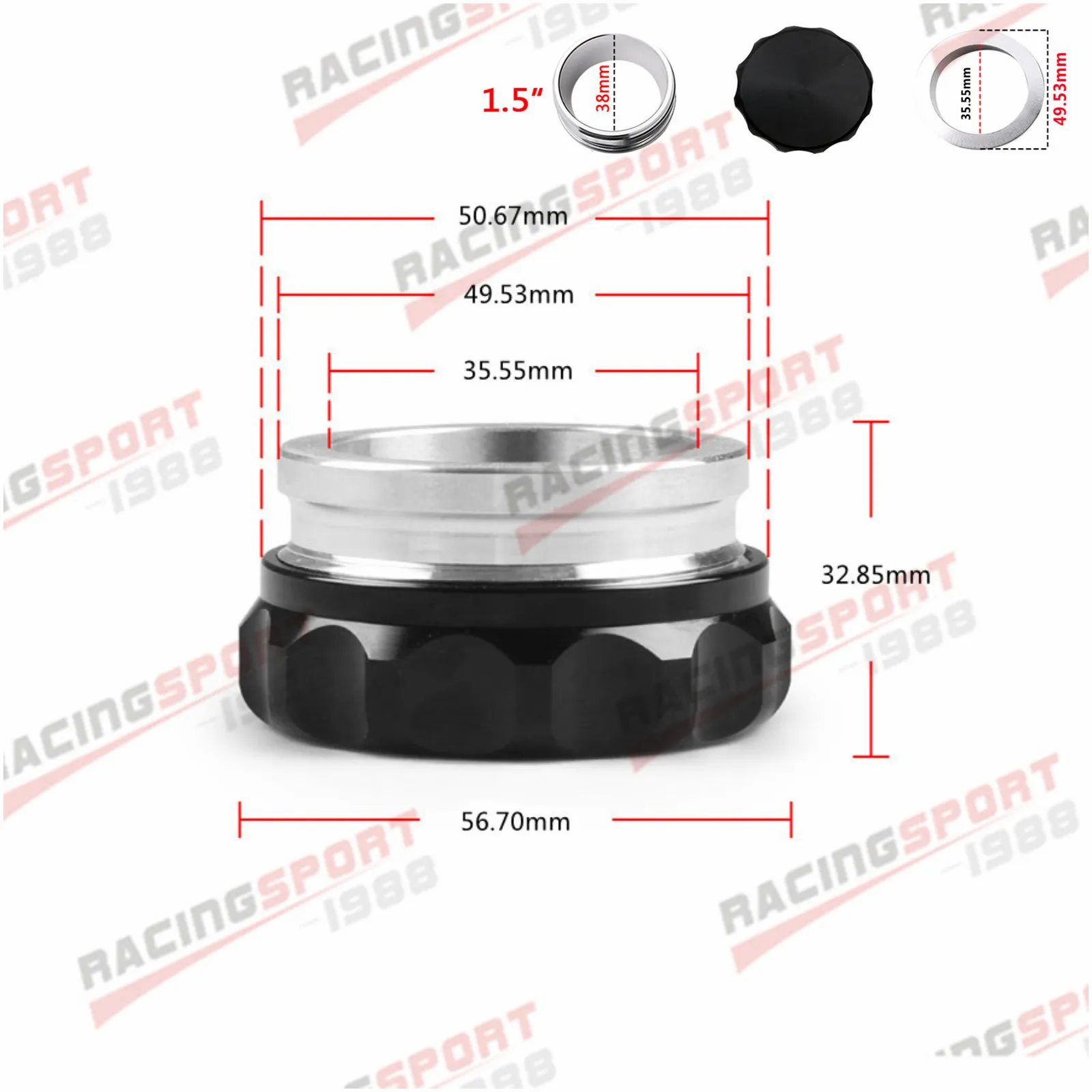 EPMAN Billet Aluminum Weld-On Fuel Filler Neck And Cap 2 In/1.5 In For Fuel And Water Overflow Tanks From Tank Covers - Price 24.58