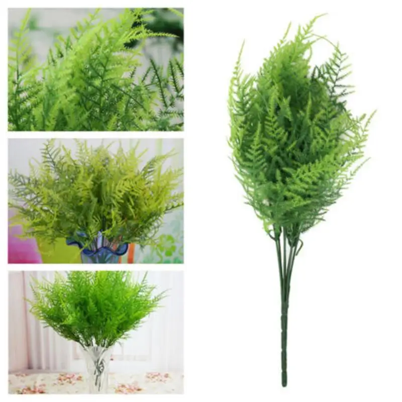 Plastic Green 7 Stem Bonsai Artificial Plant Asparagus Fern Flake Home Cafe Office Garden Leaf Decoration Accessories | Дом и сад