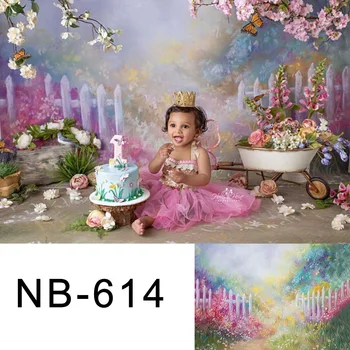 

Photography Backdrop Newborn Pink Flowers Oil Painting Photo Shoot Portrait Background for Photo Flower Photophone Birthday Prop