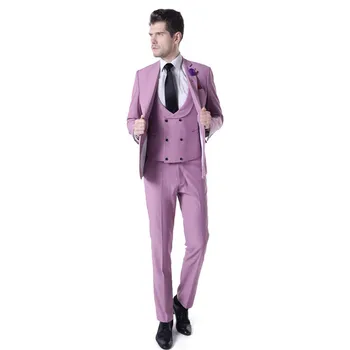 

2020 High Quality Men Suit Groom Tuxedos Notch Lapel Groomsmen Best Man Suits Mens Wedding Suits (Jacket+Pants+Vest)