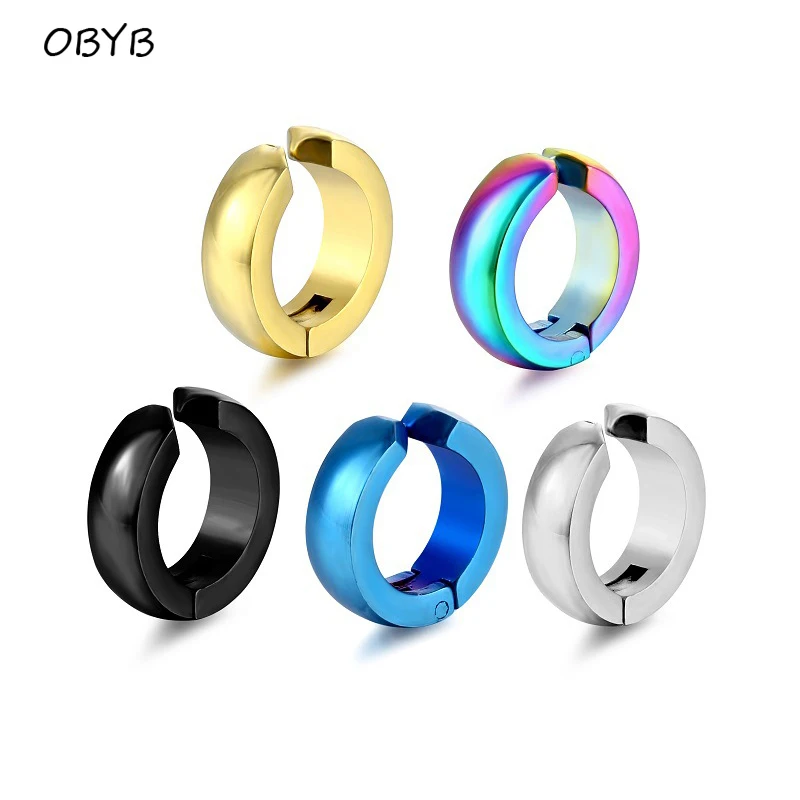 Simple Cool No Hole Hoop Earrings For Men Women Fashion Clipon Earring