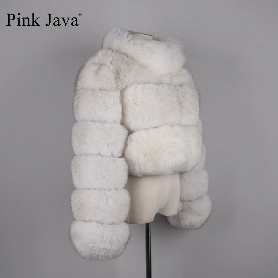 pink java QC19096 new arrival women real fox fur jacket winter fur coat natural fox long sleeve coat short jacket