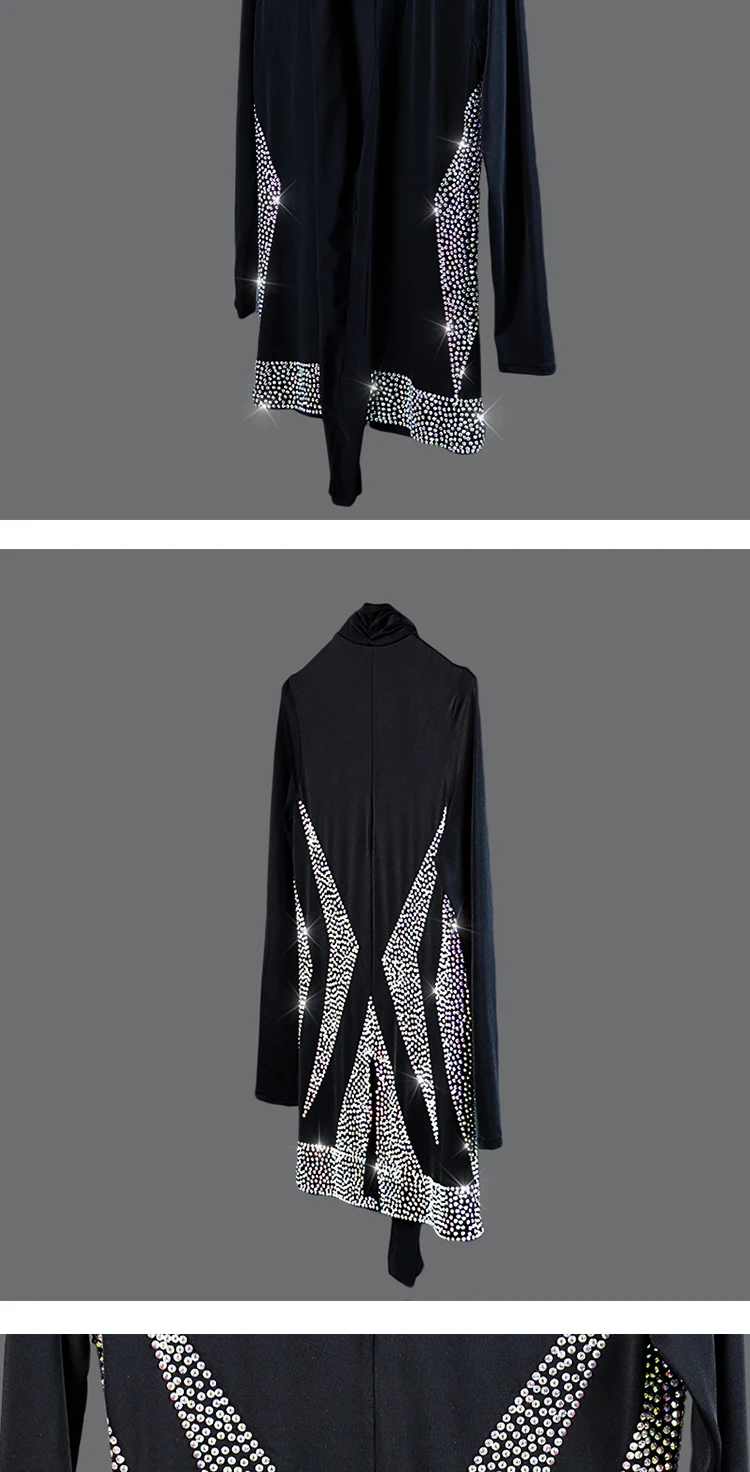 mens custom dancewear Good Quality Latin Dance Tops Men Black Shirt Rhinestone Dance Costume Stage Professional Competitive Men Ballroom Shirt BL2009 ballroom clothes for men