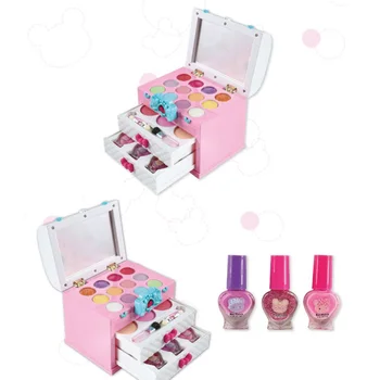 

Portable Non-Toxic Children's Cosmetics Play House Toy Kids Pretend Play Makeup Toy Eyes Nails Lip Beauty Kit Girls Gift