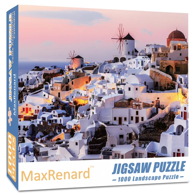 MaxRenard Puzzle 1000 Pieces Adult Puzzle Jigsaw 50*70cm Noble Deer Family Assembling Animal Photos Puzzles Toys for Adults Santorini