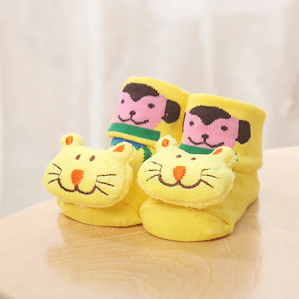Multicolor O Meia infantil antiderrapante/Детские носки с резиновой подошвой; детские колготки; трикотажные хлопковые носки для малышей; нескользящие#1p4 - Цвет: Multicolor O