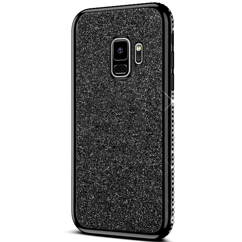 Black Перстень, украшенный бриллиантами чехол для samsung Galaxy J6 A6 A7 A8 плюс A5 A10 A20 A30 A40 A50 A70 M20 A20E мягкий блестящий чехол - Цвет: Black