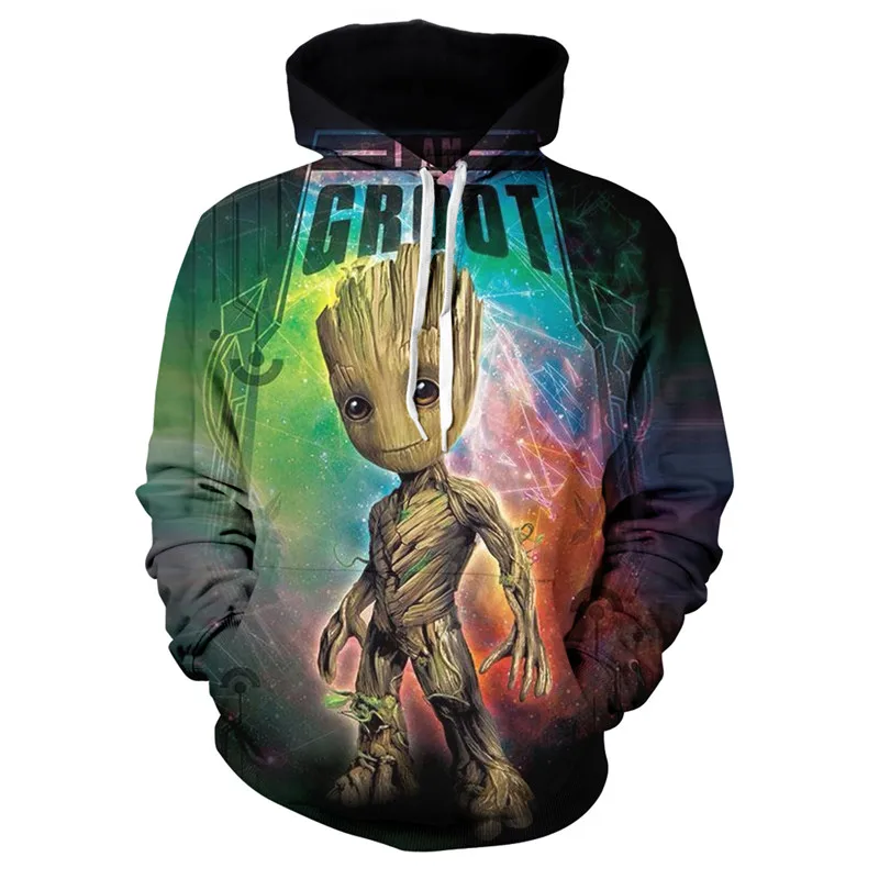 

2019 Guardians of the Galaxy Groot Men Hoodies Sweatshirts 3D Printed Funny Hip Hop Hoody Streetwear Pullover Hooded Men Tops
