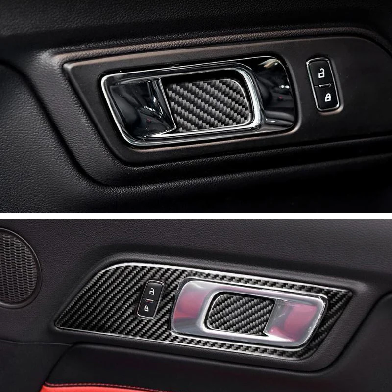 Carmon для Mustang из углеродного волокна межкомнатные дверные ручки дверная чаша декоративная накладка наклейка для Ford Mustang