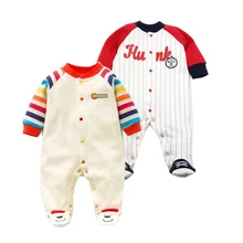 Весенне-осенний детский комбинезон Хлопковая Одежда для новорожденных с длинными рукавами для маленьких девочек Костюмы Мультяшные комбинезоны детская одежда