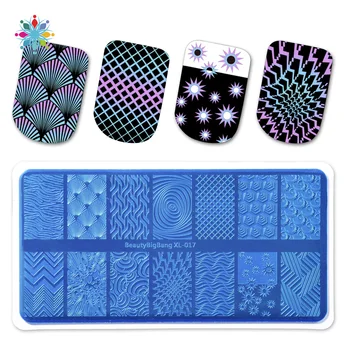 

BeautyBigBang 6*12cm Geometric Theme Rectangle Nail Art Stamping Plate Irregular Pattern Manicure Stencil Tls