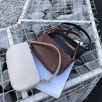 

Wholesale Retro Crocodile Pattern Women Messenger Handbag 2019 New PU Leather Street Casual Solid Zipper Shoulder Bags Black Bag