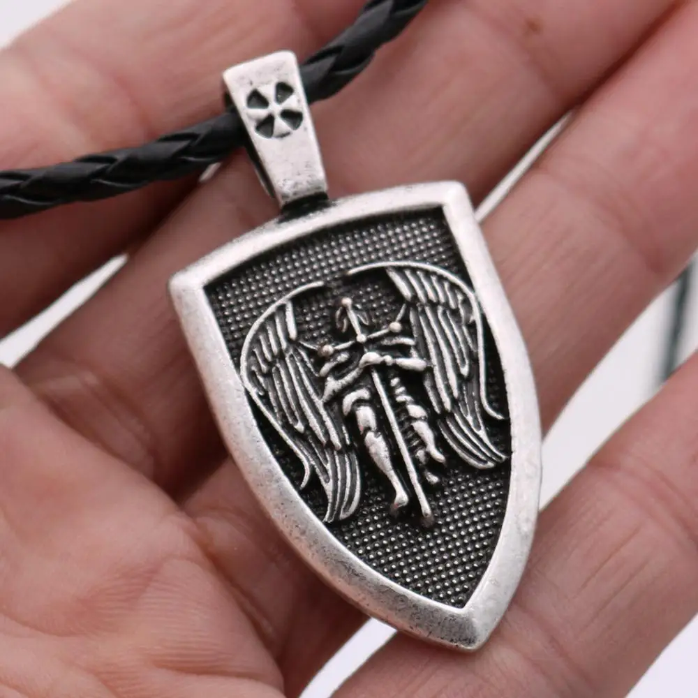 Прямая поставка 1 шт. мужское ожерелье Archangel St.Michael Protect Me Saint Shield защита кулон