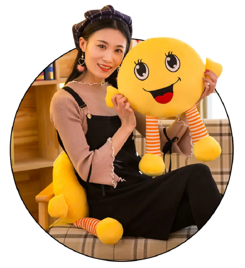 New Style QQ Expression Doll Pillow Cute Cartoon Stuffed Toy with Leg Expression Creative Pillow Gift Doll