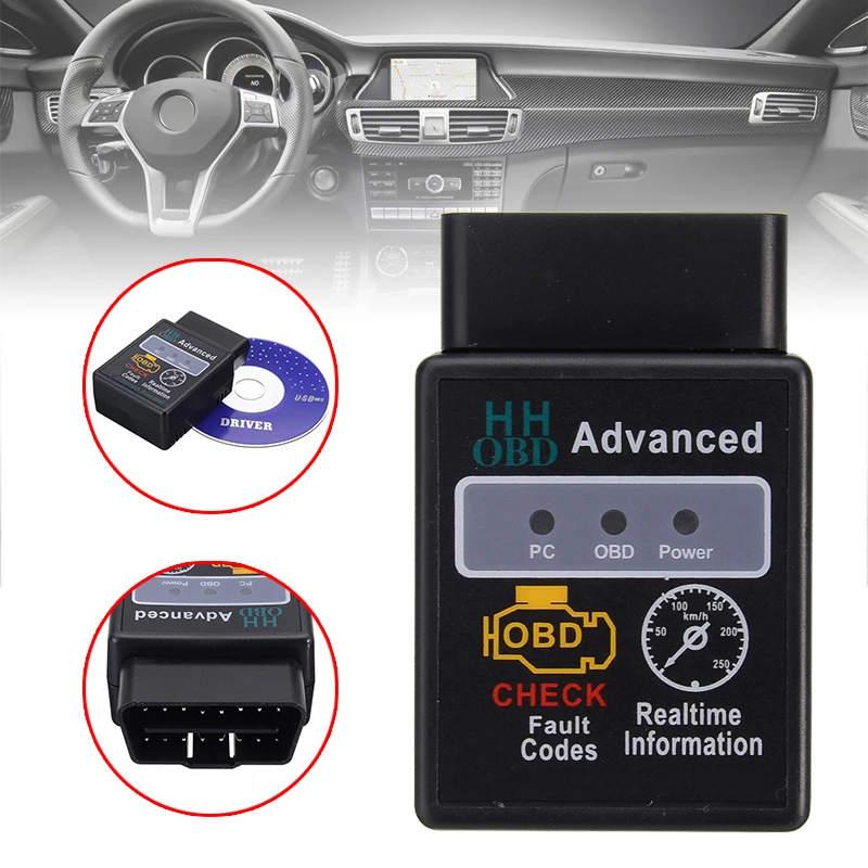 

OBD2 HH OBD ELM327 V2.1 Bluetooth CAN BUS Check Engine Car Auto Diagnostic Scanner Tool Interface Adapter For Android Symbian PC