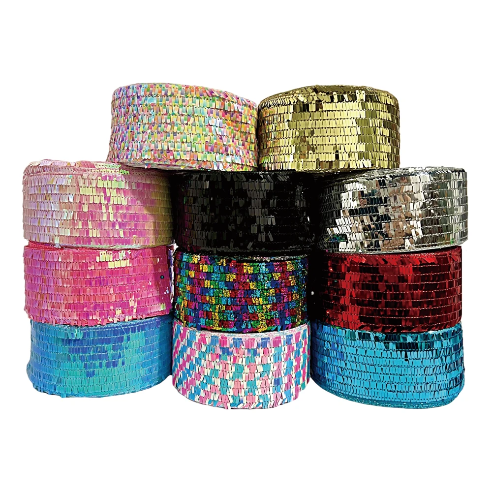 

Special sequin fabric Ribbon 3" 75mm 20yards/lot for DIY Crafts Supplies Decoration Materials