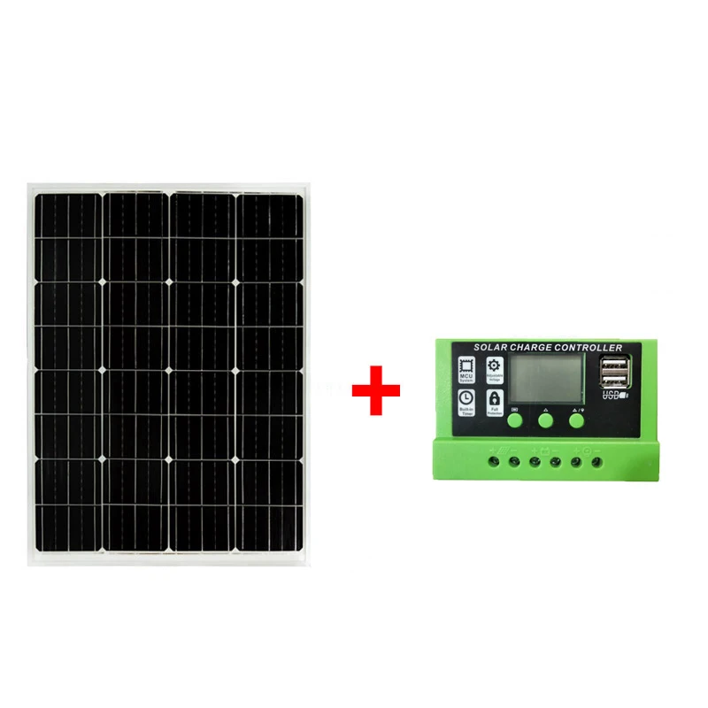 1 piece 200w solar power panel 24v photovoltaic panel household monitoring lighting charging bottle system + controller single crystal solar panel 100 w household photovoltaic power generation filling plate system of solar panels controller