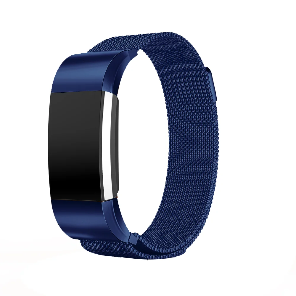 Браслет из нержавеющей стали с металлическим ремешком, для браслета Fitbit charge 2, Миланская петля, магнитный ремешок для Fitbit charge 3, умный Браслет для наручного ремешка - Цвет: Blue
