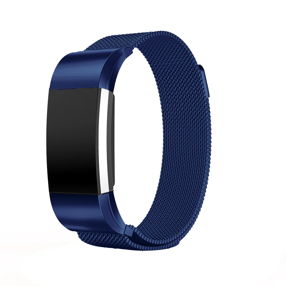 Blue Браслет из нержавеющей стали с металлическим ремешком, для браслета Fitbit charge 2, Миланская петля, магнитный ремешок для Fitbit charge 3, умный Браслет для наручного ремешка - Цвет: Blue