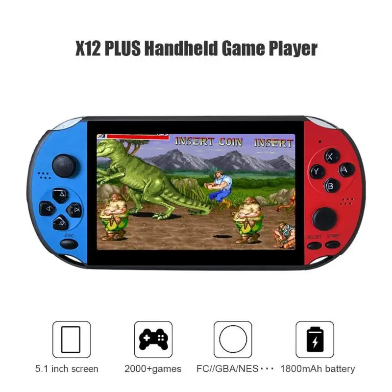 

X12PLUS 8GB Retro PSP Handheld Video Game Player 5.1 Inches Built-in 2000 GBA FC NES Games Supporting Camera and 30W Pixels