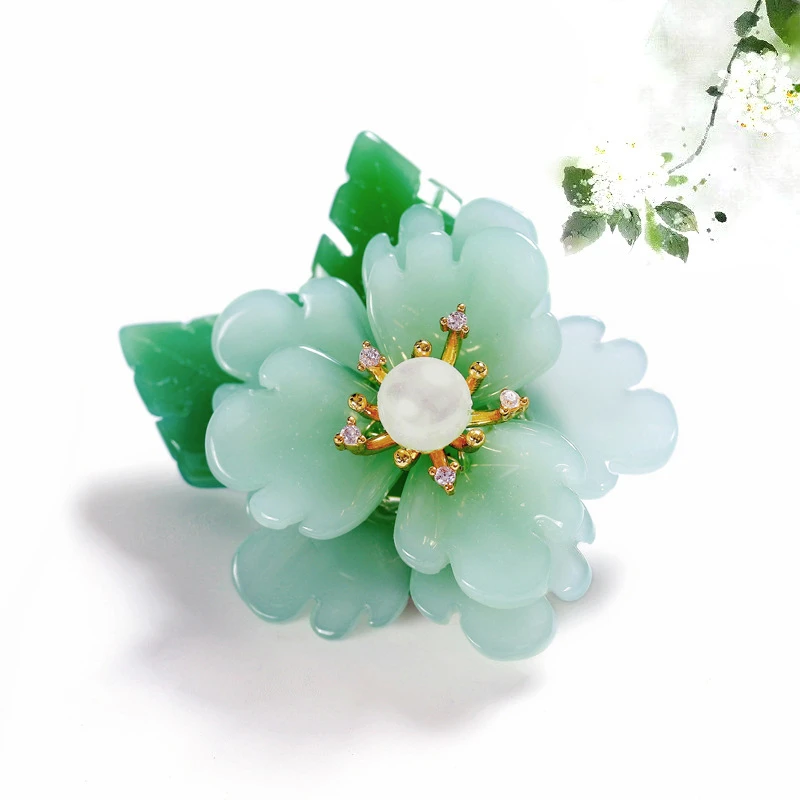 Broches de flores de cristal de imitación de moda creativa, piedra verde,  Perla Natural de agua dulce, accesorios Retro, broche grande para  mujer|Broches| - AliExpress