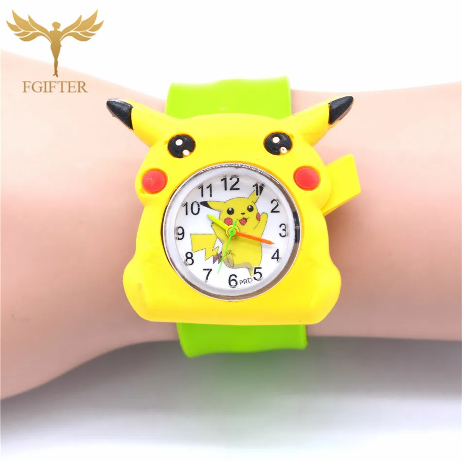 Pikachu Watches Детские часы для девочек, Мультяшные кварцевые часы в стиле принцессы, милые резиновые часы, детские игрушки, Рождественский год, подарок для детей - Цвет: Pikachu Watches