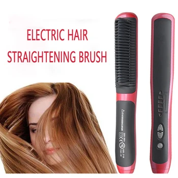 

Electric Hair Straightening Brush Portable Beard Straightener Curling Styling Hot Comb men Curling and Straightening Women Brush
