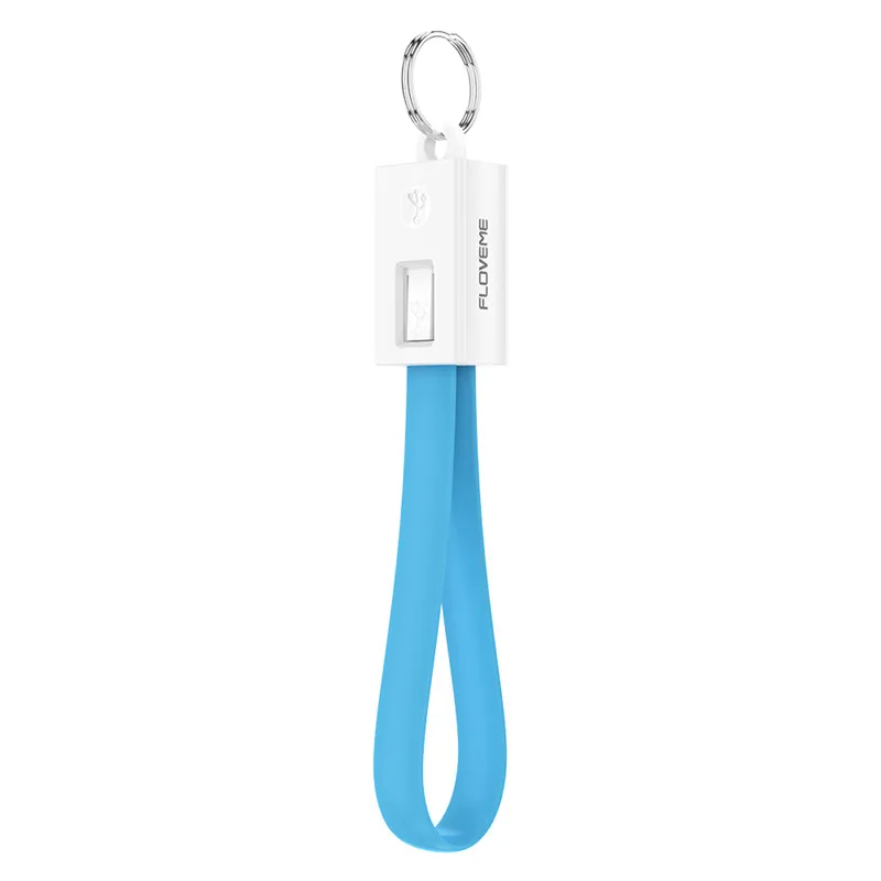 FLOVEME Keychain Charger Charging Cables Micro USB Type C For iphone 11 Pro Max 15CM Portable USB Phone For Samsung Huawei - Color: Blue