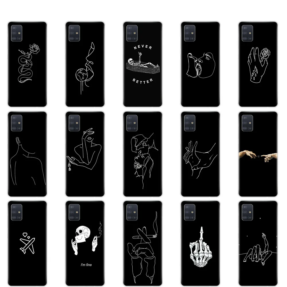 

For Samsung Galaxy A51 Case Silicon phone Back Cover For Samsung A51 A515 6.5inch bumper coque Soft copas black cute