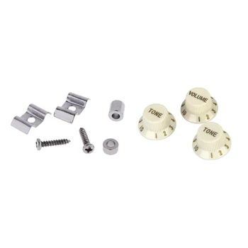 

3pcs Beige Guitar Control Knobs+2pcs Roller String Trees for Stratocaster Squier Guitar Replacement