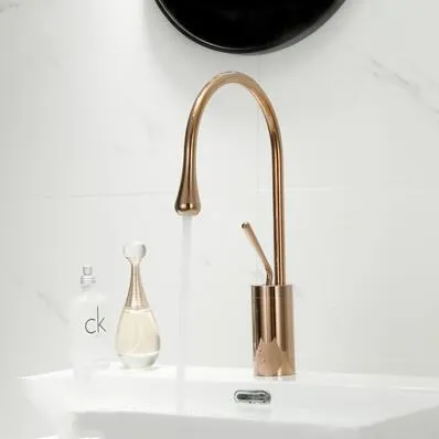 rose gold Смеситель для раковины, однорычажный, с поворотом на 360 градусов, смеситель для кухни или ванной комнаты, смеситель для раковины, золотой - Цвет: rose gold