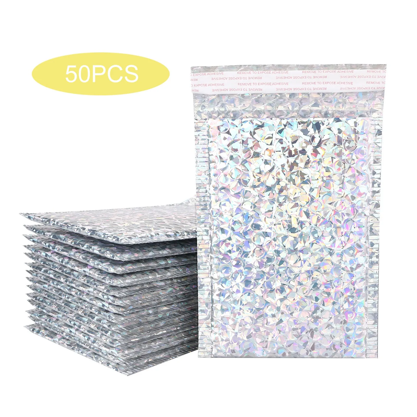 50 Uds láser de plata sobre de correo bolsas impermeable bolsas de mensajería de correo sobres acolchado burbujas bolsa auto sello aluminizer