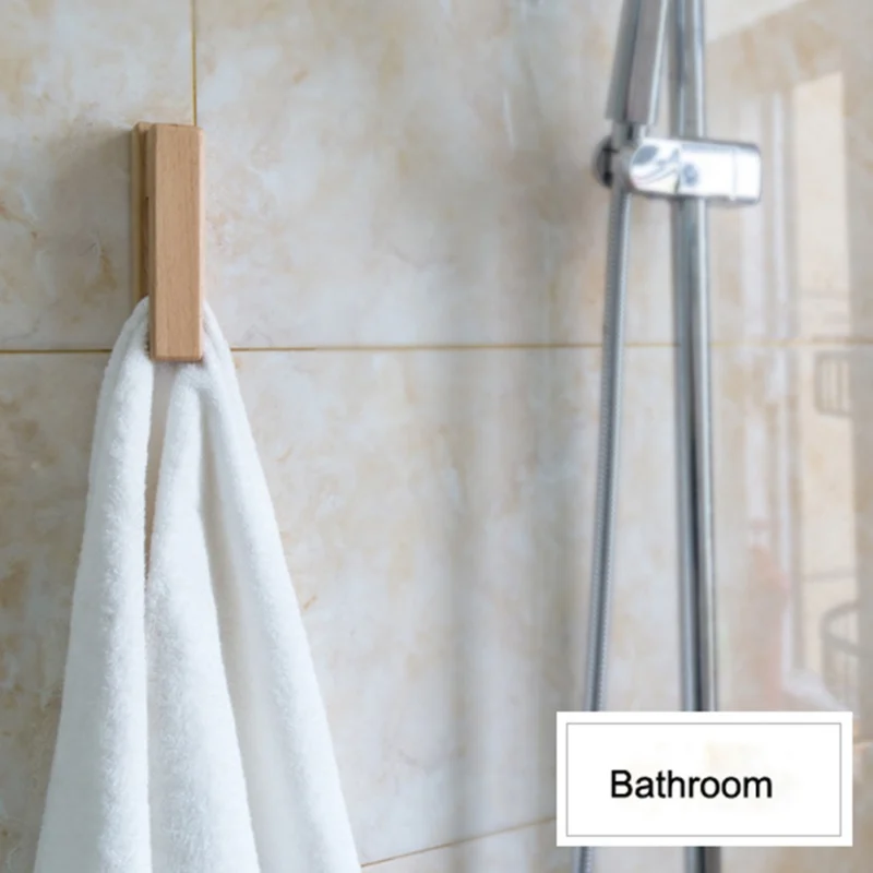 

European Solid Wood Towel Hook Free Punching Towel Hook Wall Hanging Bathroom Supplies Simple Environmental Protection Hook