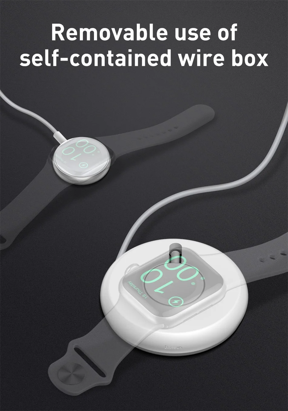 Baseus круглое Беспроводное зарядное устройство для iPhone Watch 4 3 2 1 QI Беспроводное зарядное устройство для Apple Watch Беспроводная зарядка с 1 Измерительный usb-кабель