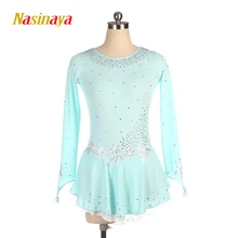 Nasinaya платье для фигурного катания Индивидуальные соревнования ледяные юбки для конькобежцев для девочек женщин дети представление Стразы Белый цветок