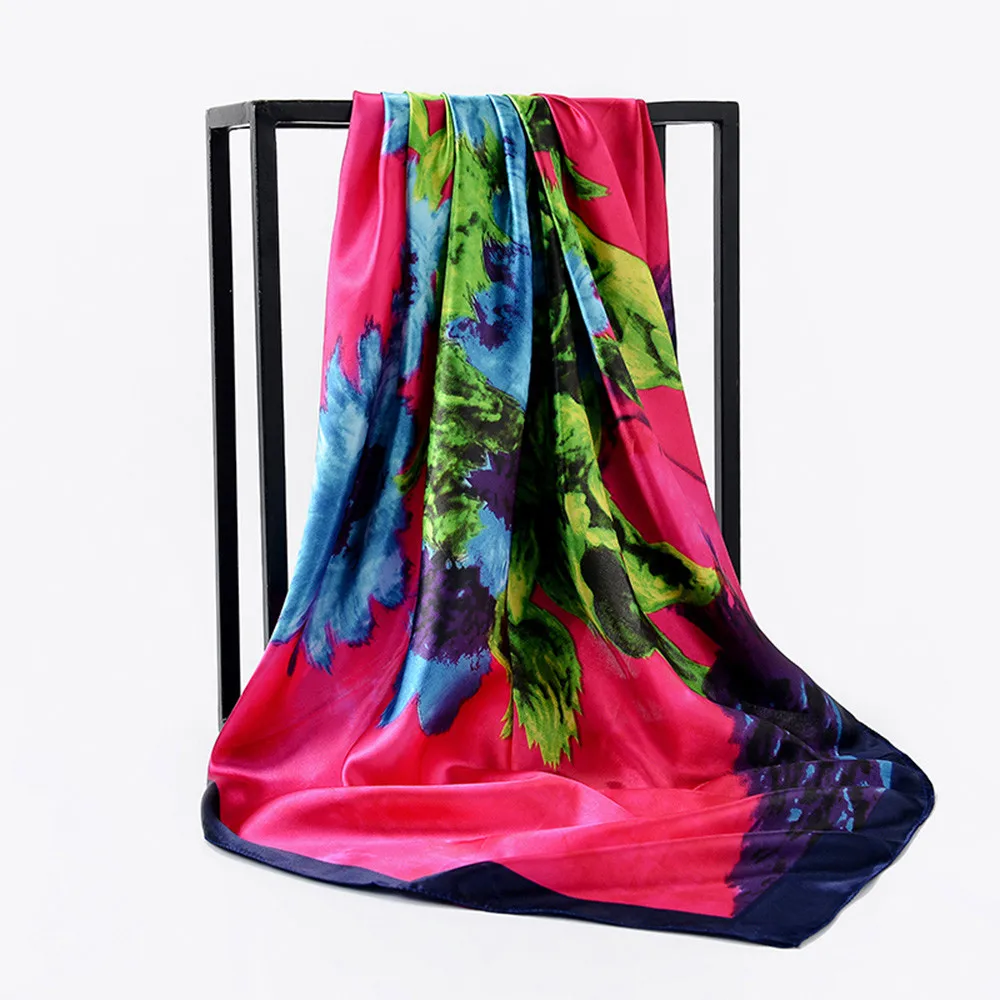 Роскошные тонкие шали Шелковый атласный шарф шаль 90X90 см женский точечный Принт шарф Мода ретро Женская многофункциональная шаль шарф