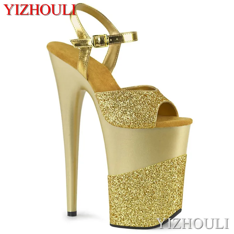 

20cm high heels, summer female sequins embellished soles, sexy nightclub pole dancing high heels and 8-inch sandals