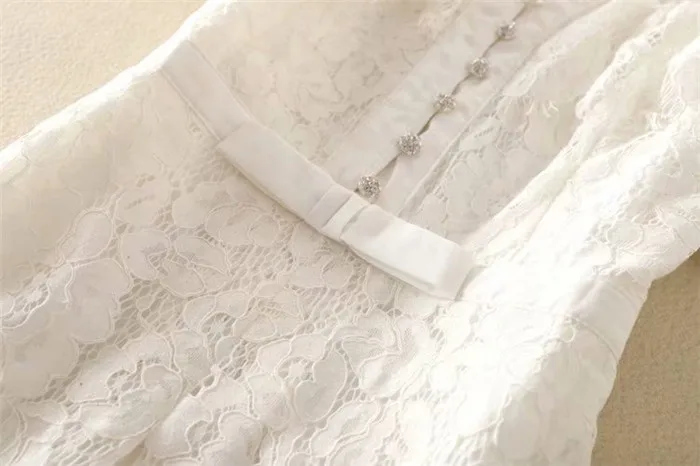 Корейское роскошное Сексуальное Женское Платье Vestido белое кружевное с v-образным вырезом однотонное белое платье с короткими рукавами длиной до колена женское элегантное платье