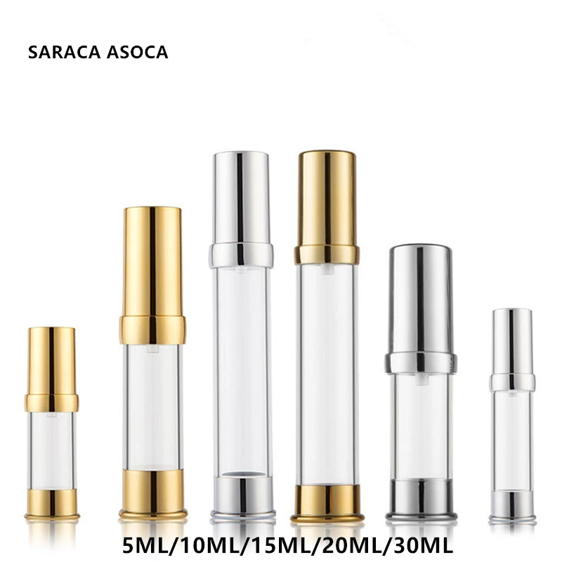 50 개/몫 5ml 빈 에어리스 펌프 플라스틱 병 진공 압력 에멀젼 병 로션 펌프 화장품 포장 병