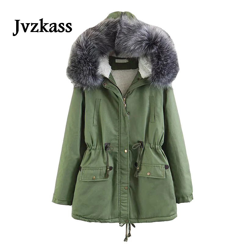 Jvzkass хлопок новая Длинная зимняя овечья мутоновая Шуба Женская ...