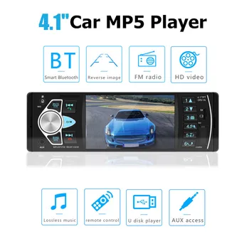 

4.1 inch 1 Din Car Radio Auto Audio MP5 Player bluetooth Handsfree USB AUX FM Steering Wheel Control with 12 LED Rear Camera