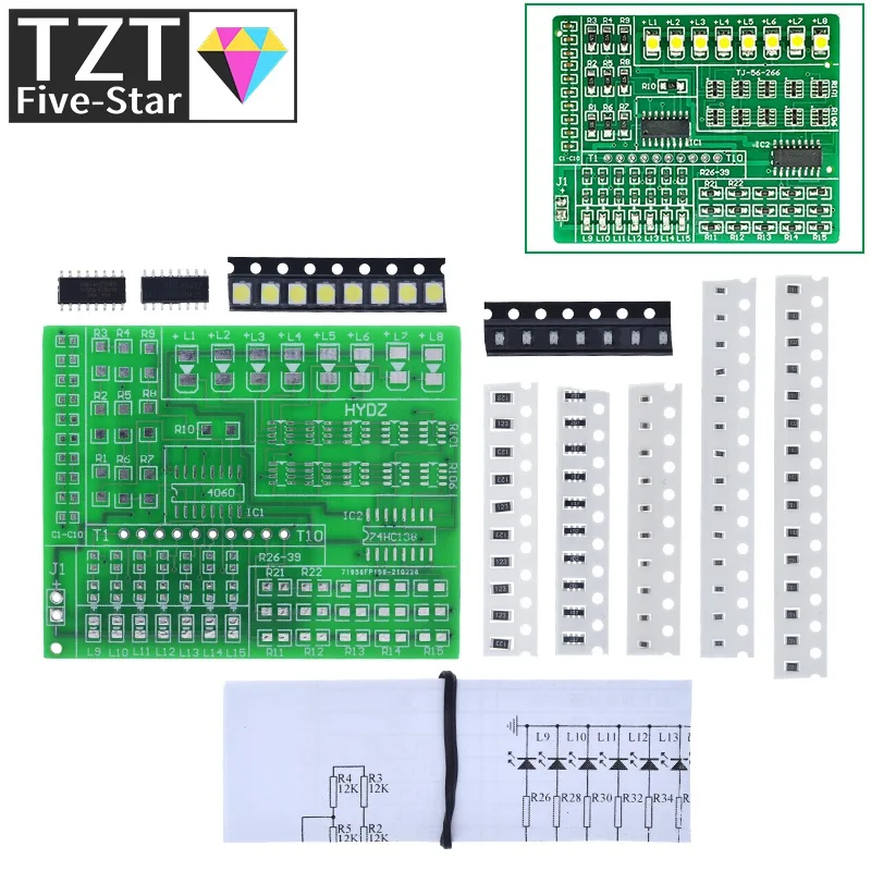 1/3-teiliges DIY-Kit 15-Farben-Lichtsteuerungsset 1801 SMD-Komponenten Schweißübungsplatine Teile Elektronik-Produktionskit – Detail 8