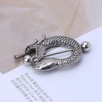 

1Pc Steel Vintage Dragon Body Piercing Barbell Nipple Ring Shield Bar