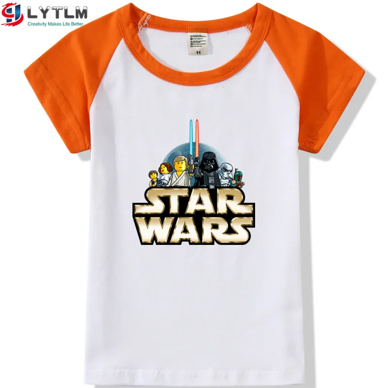 LYTLM/детская одежда для мальчиков белая футболка с Дартом Вейдером для детей 8 лет Roupa Menina, 14 лет, XXX, рубашки для девочек летние топы, Детская футболка - Цвет: DX Raglan Orange