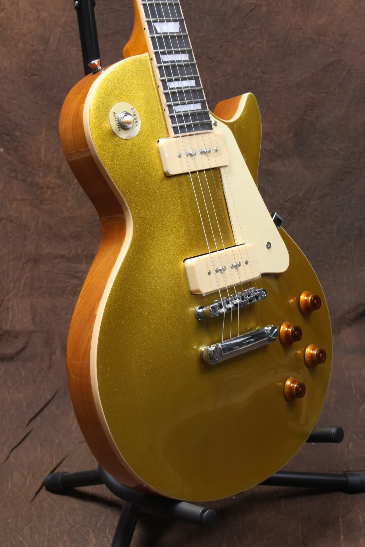 Promotion! 1956 Gold Top top Electric Guitar Wrap Around Tailpiece White P 90 Pickups China OEM Music Instrument |