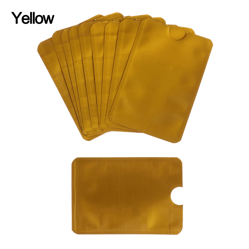 Yellow 10 шт./компл. Анти Rfid кошелек Блокировка ридер Блокировка банк держатель карты ID Чехол Защита металлический алюминиевый Красочный Держатель для кредитных карт - Color: Yellow