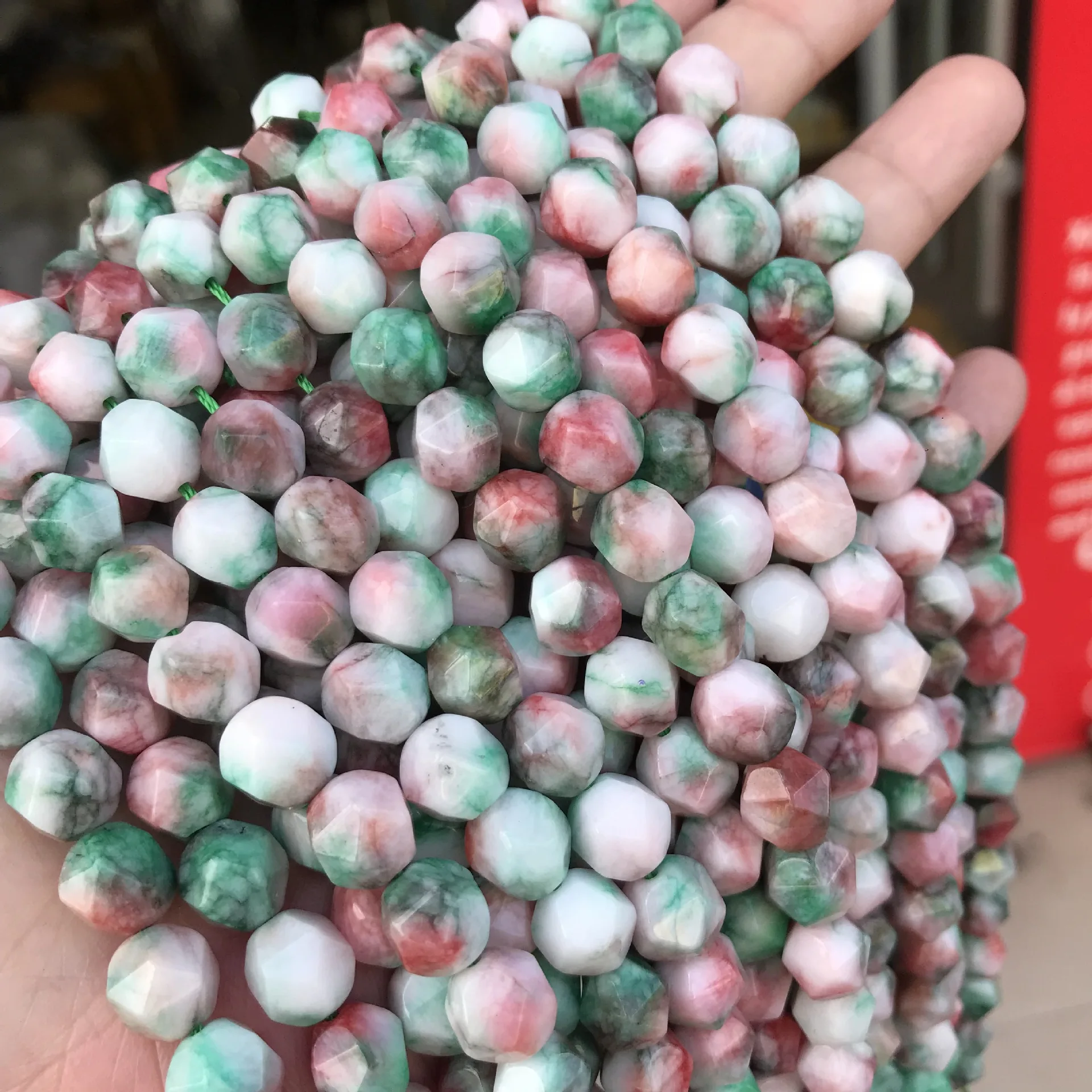 6/8/10mm Cut Angle Natural Korea Jades Stone Beads For Jewelry Making DIY Round Loose Big Faceted Fit Bracelet 15'' | Украшения и