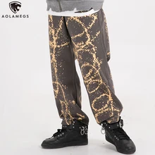 Aolamegs Jeans Men Graffiti Print Jeans Hip Hop Style Denim Pants Loose Casual Trousers Vintage High Street Jeans Streetwear men
