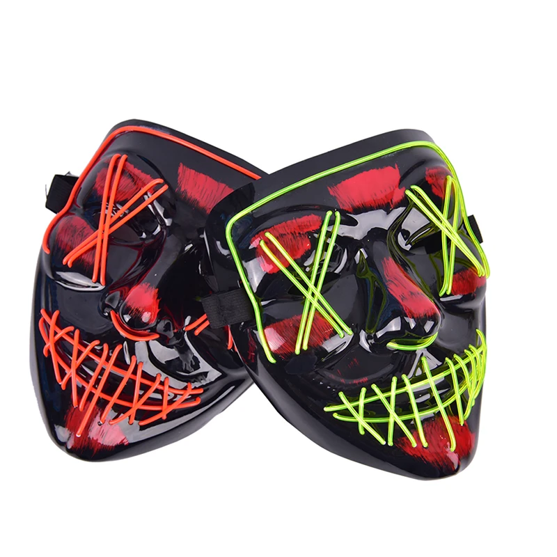1PC New Halloween LED Mask Cosplay Party Neon Light Up Masks Masquerade Carnival Costume Props