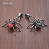 Punk 316 Stainless Steel Silver Color Red Crystal Spider Pendant Halloween Party Decor Gift Animal Necklace 3